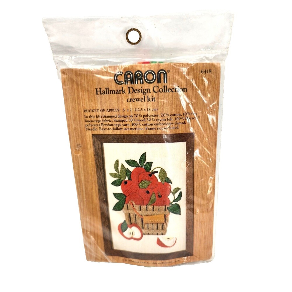 Caron Hallmark Design Bucket of Apples Vintage Crewel Embroidery Kit #6418 New